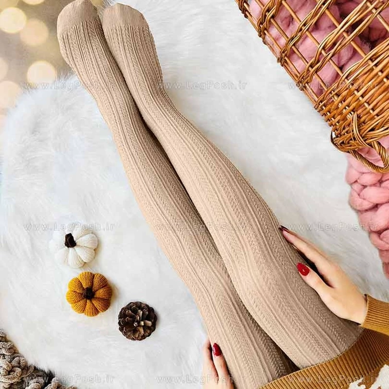 خرید جوراب شلواری زنانه گندمی ضخیم