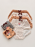 شورت نخ پنبه فاق بلند زنانه مدل اپل تم کرم قهوهای | ضد حساسیت